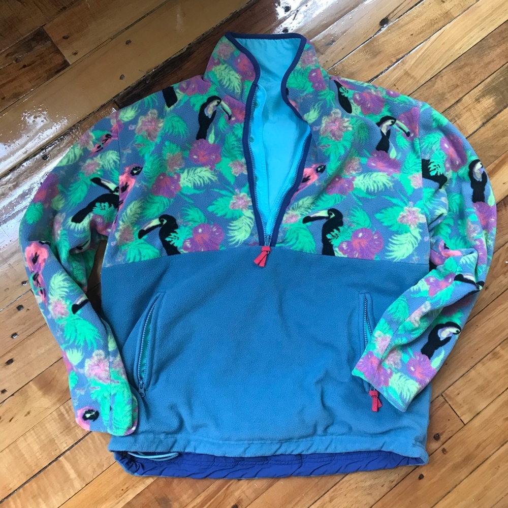 Chubbies Toucan Reversible Fleece Pullover Medium